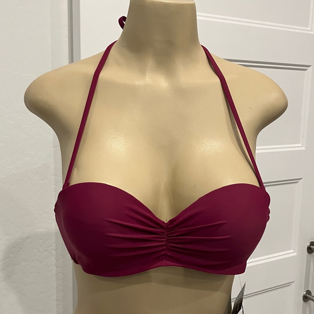 California Waves Magenta Halter Bikini Top